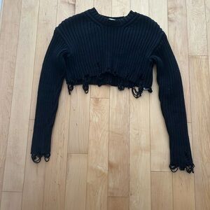 Zara Black Ribbed Crop Top